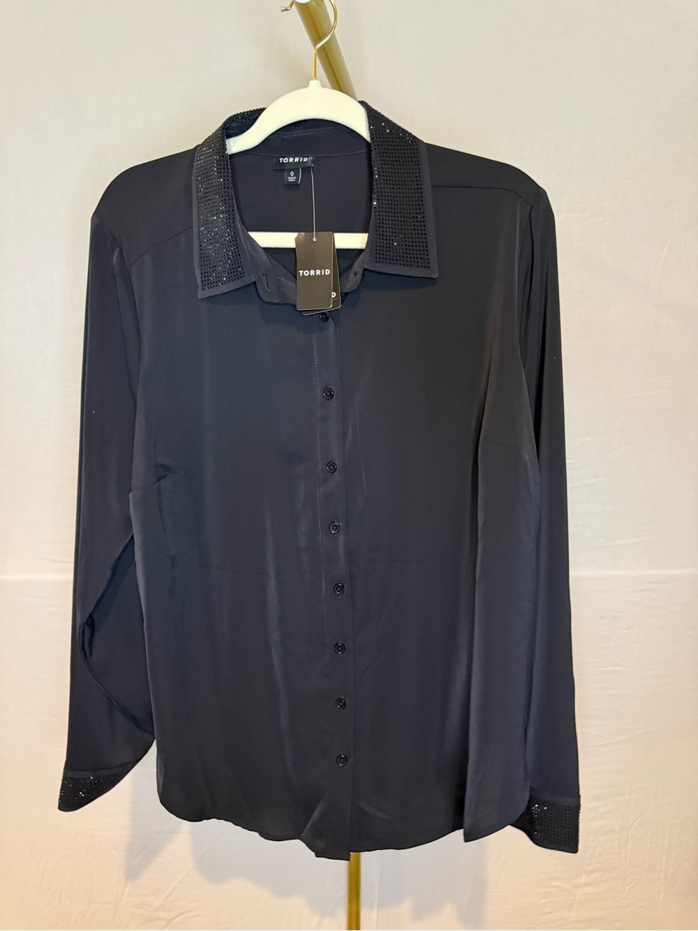 torrid Deep Black Embellished Crew Neck Top